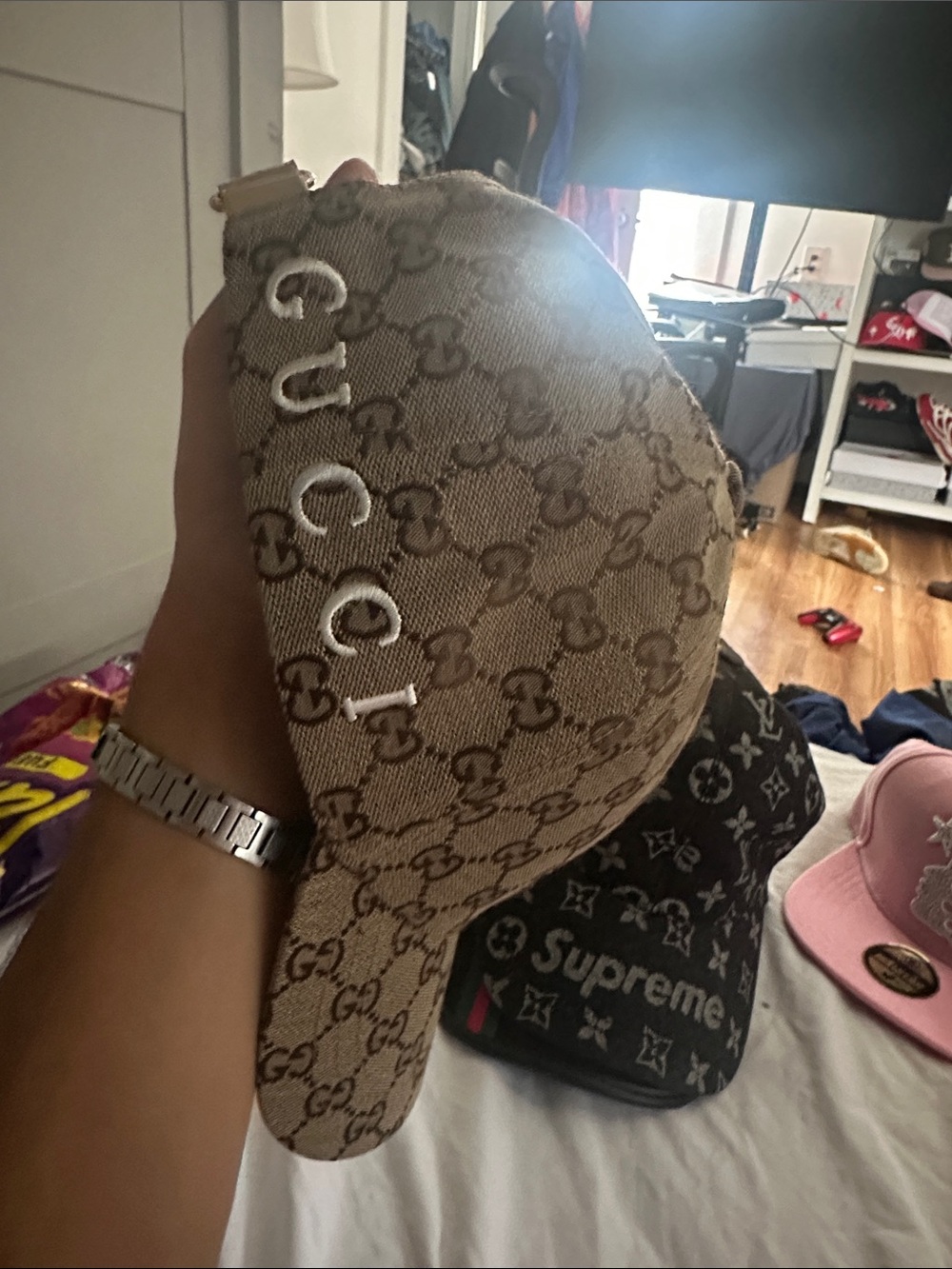 Gucci Tan GG Monogram Baseball Cap - Picture 2 of 2